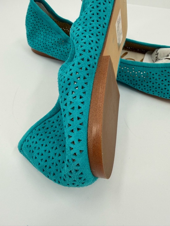 Sam Edelman Felicia 2 Cutout Perforated Leather Ballet Flat in Teal Size 11 - Picture 8 of 8